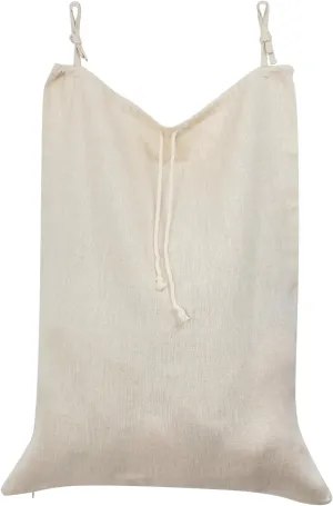 Linen Hanging Laundry Bag, Over The Door Laundry Hamper for Dirty Clothes, Drawstring Closure with Bottom Zipper, Linen
