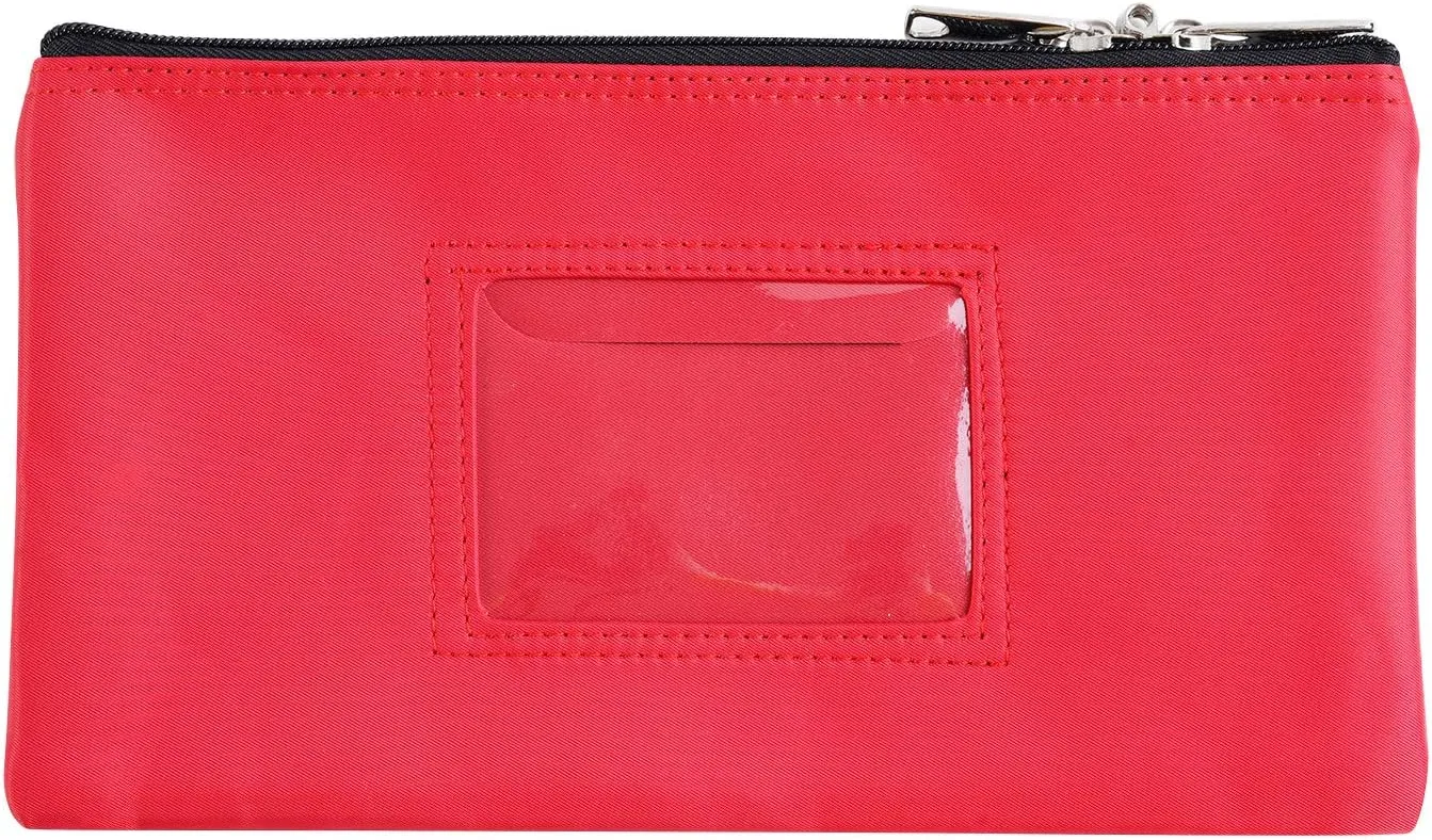 Lockable Bank Deposit Bag with Upgraded Zipper, Multi-Purpose Storage Zipper Pouch (Red)