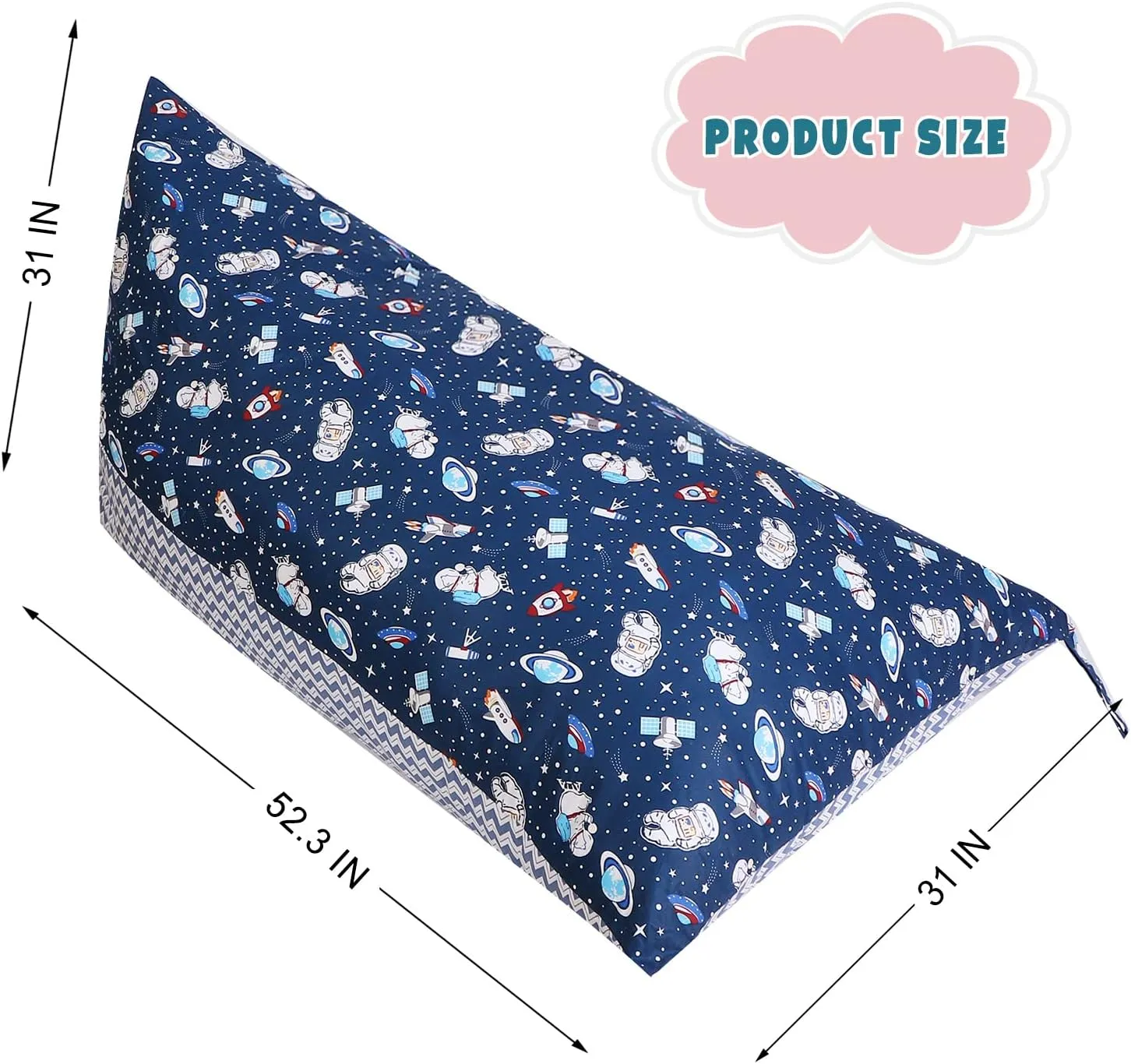LOLOMLO Stuffed Animal Storage Bean Bag Chair Cover, Cotton Blue Universe Plush Toy Storage Stuff and Sit Seat for Kids/Teens/Adults, 52" x 31" Extra Large Triangle Floor Sofa, 200L/52Gal, Cover Only