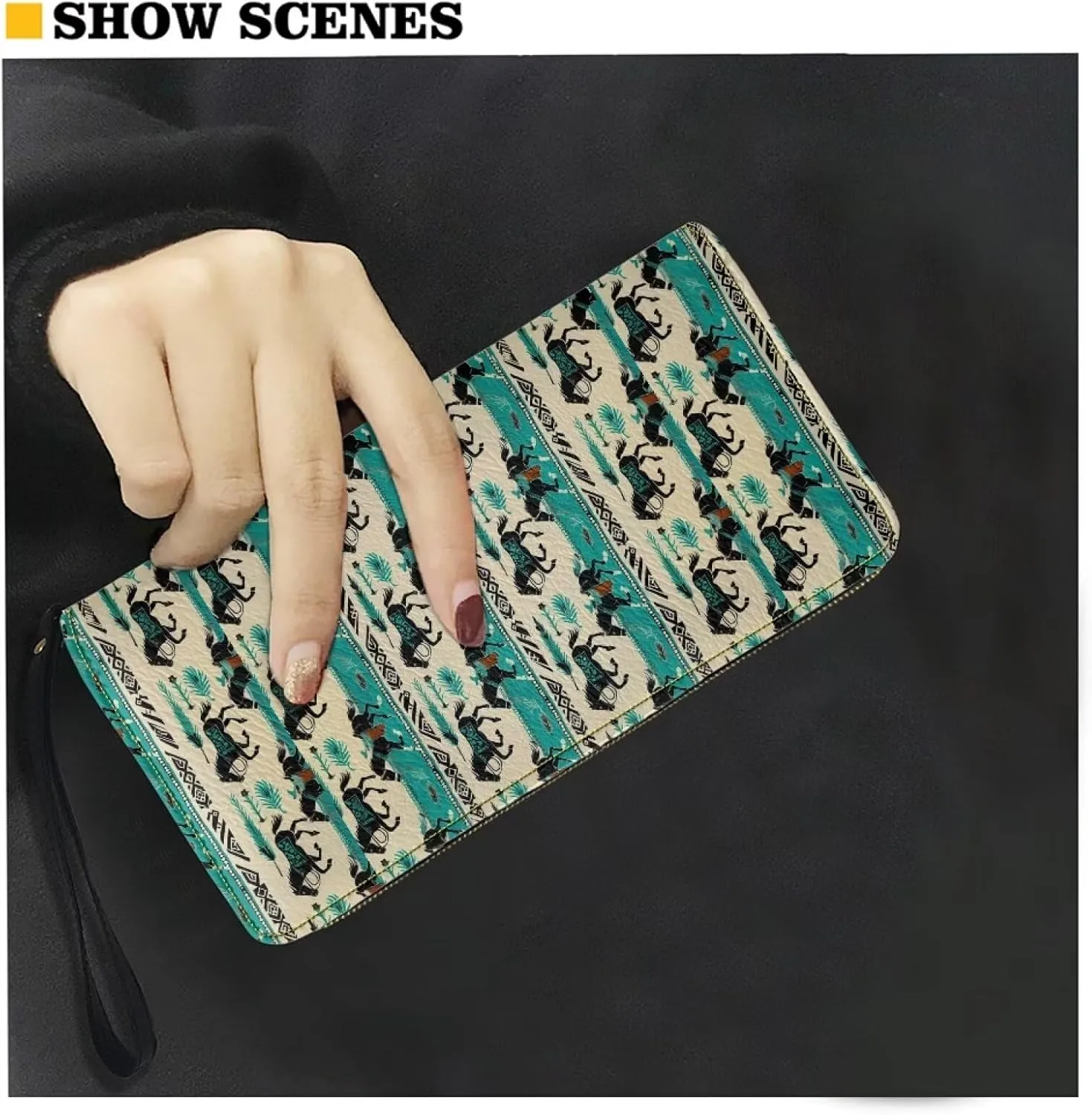 Long Wallet for Women Zipper Around Purse Large Capacity Clutch Bag Pouch PU Leather