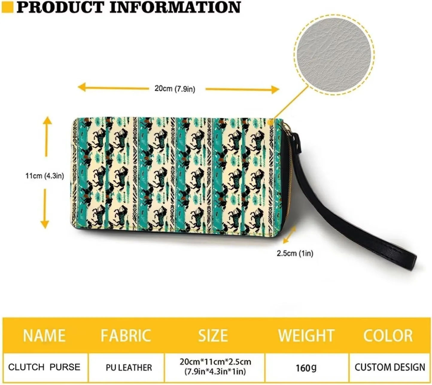 Long Wallet for Women Zipper Around Purse Large Capacity Clutch Bag Pouch PU Leather
