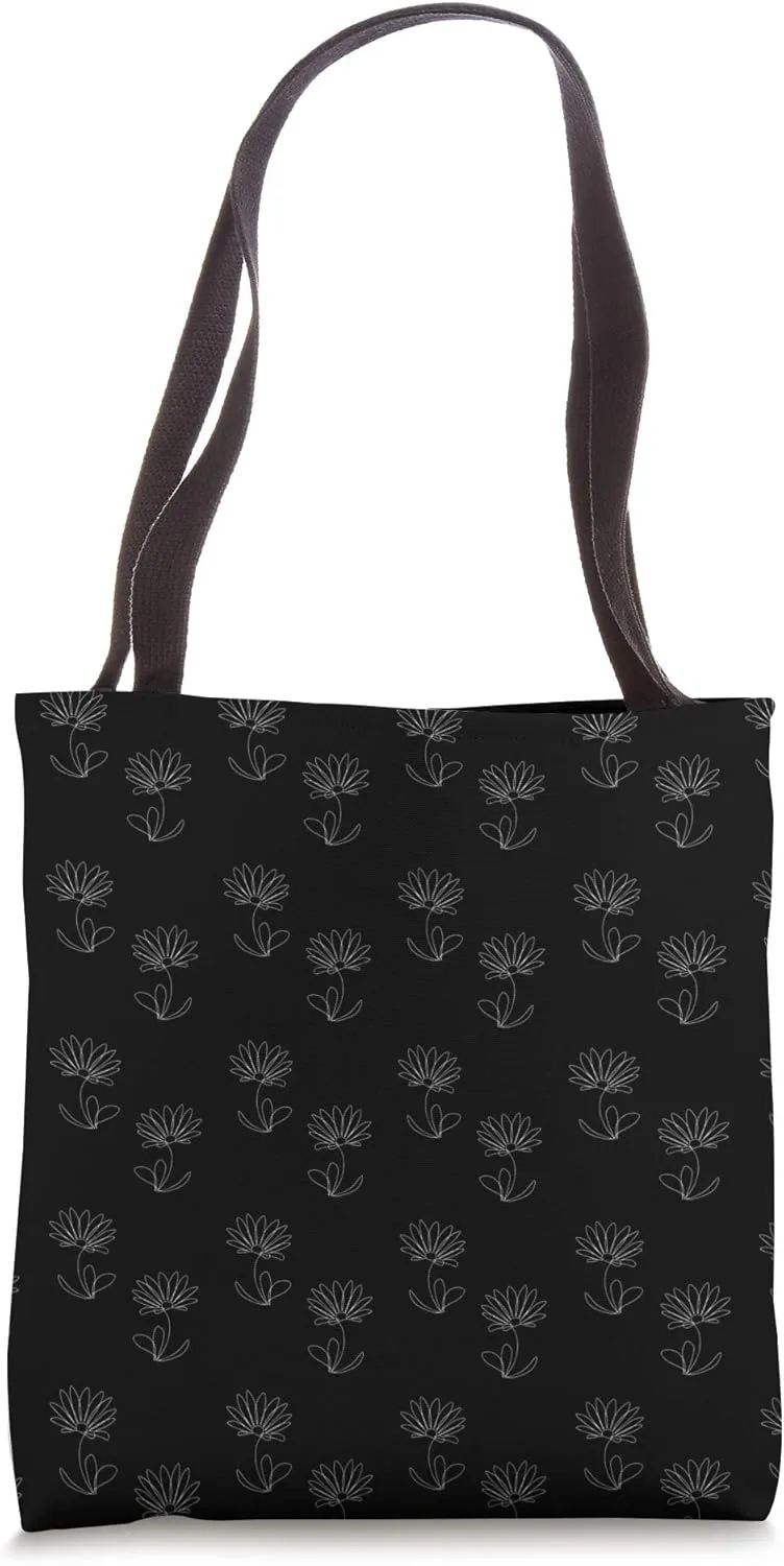 Lovely Daisy Flower White Contour Flowers Lovers Tote Bag