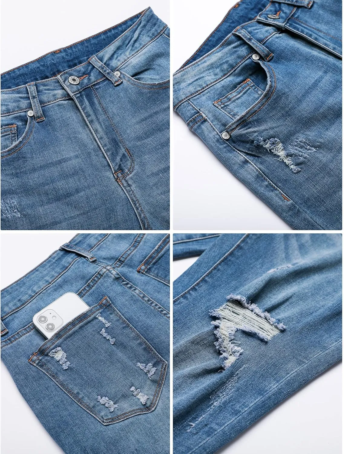luvamia Capri Jeans for Women Stretch High Waisted Distressed Denim Capris Ripped Skinny Cropped Pants