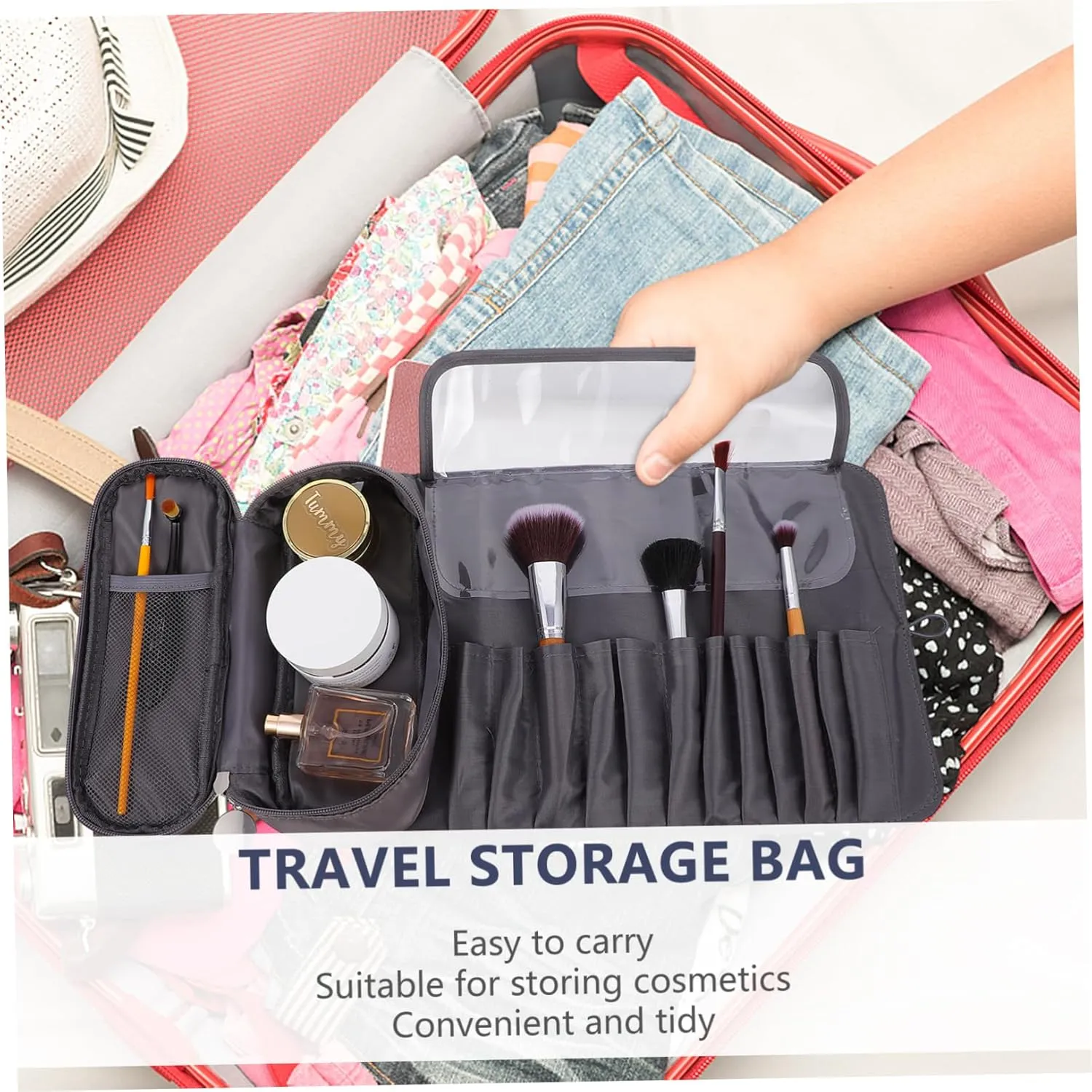 Make up Box Toiletry Bag Travel Pouch Makeup Brush Bag Makeup Brush Pouch Compact Organizer for Travel Gray
