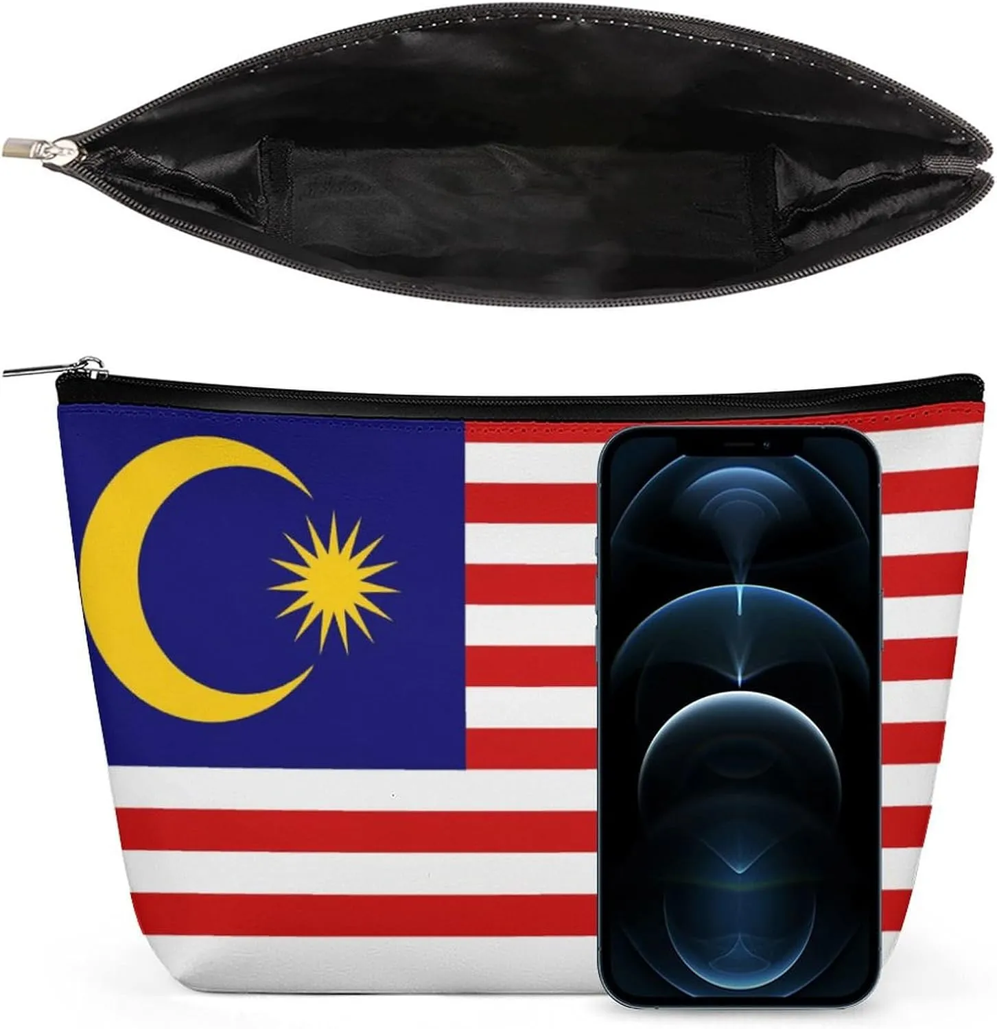 Malaysia Flag Travel-Friendly Cosmetic Bag Zipper Makeup Organizer Pouch for Women