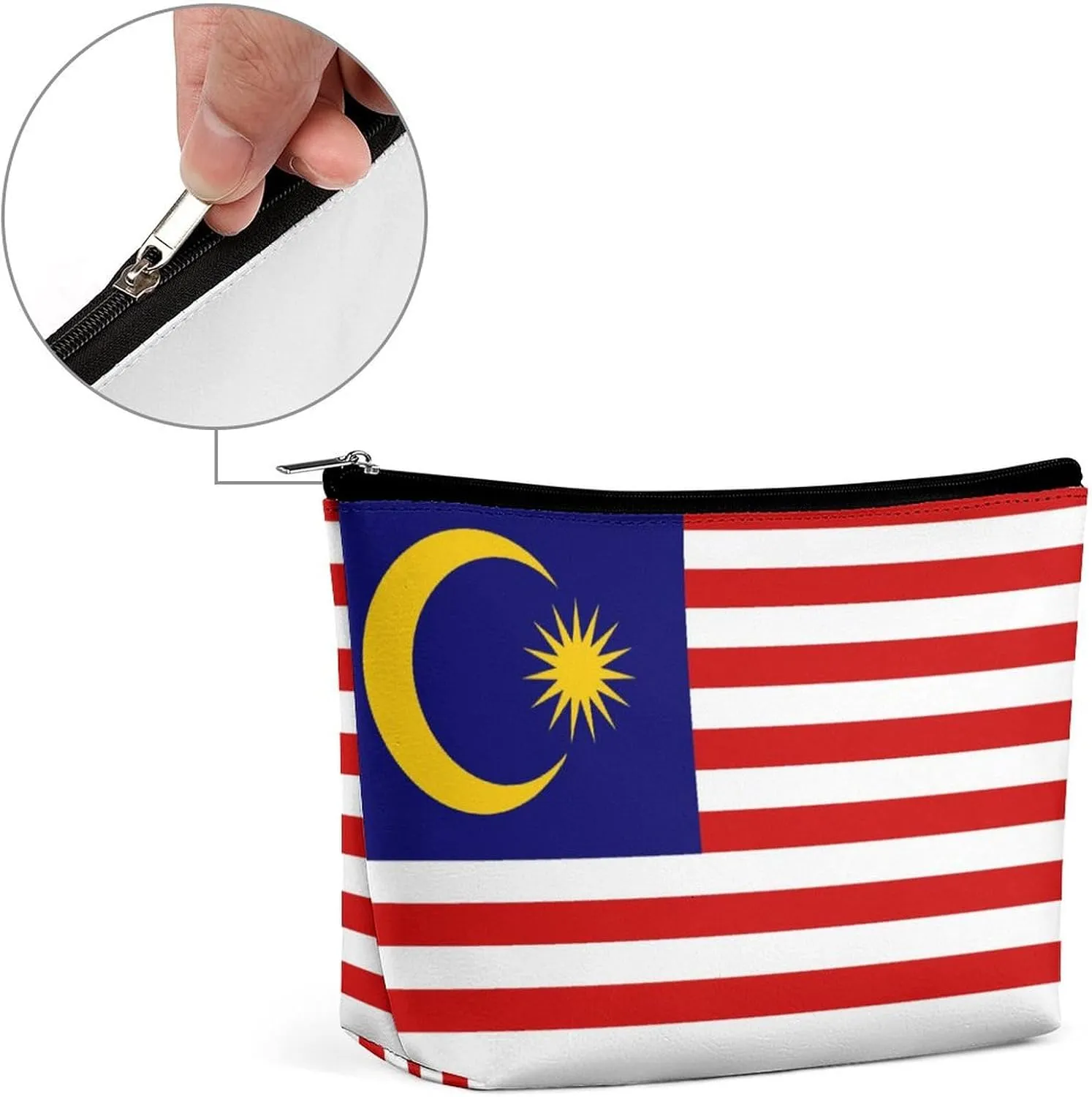 Malaysia Flag Travel-Friendly Cosmetic Bag Zipper Makeup Organizer Pouch for Women