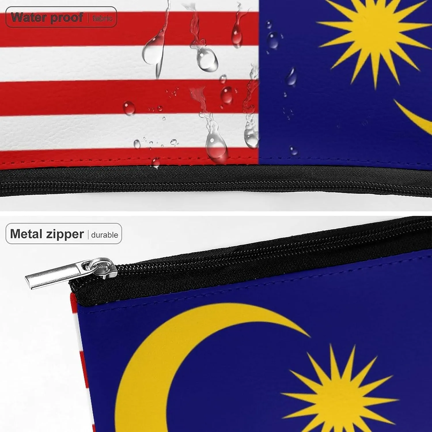Malaysia Flag Travel-Friendly Cosmetic Bag Zipper Makeup Organizer Pouch for Women