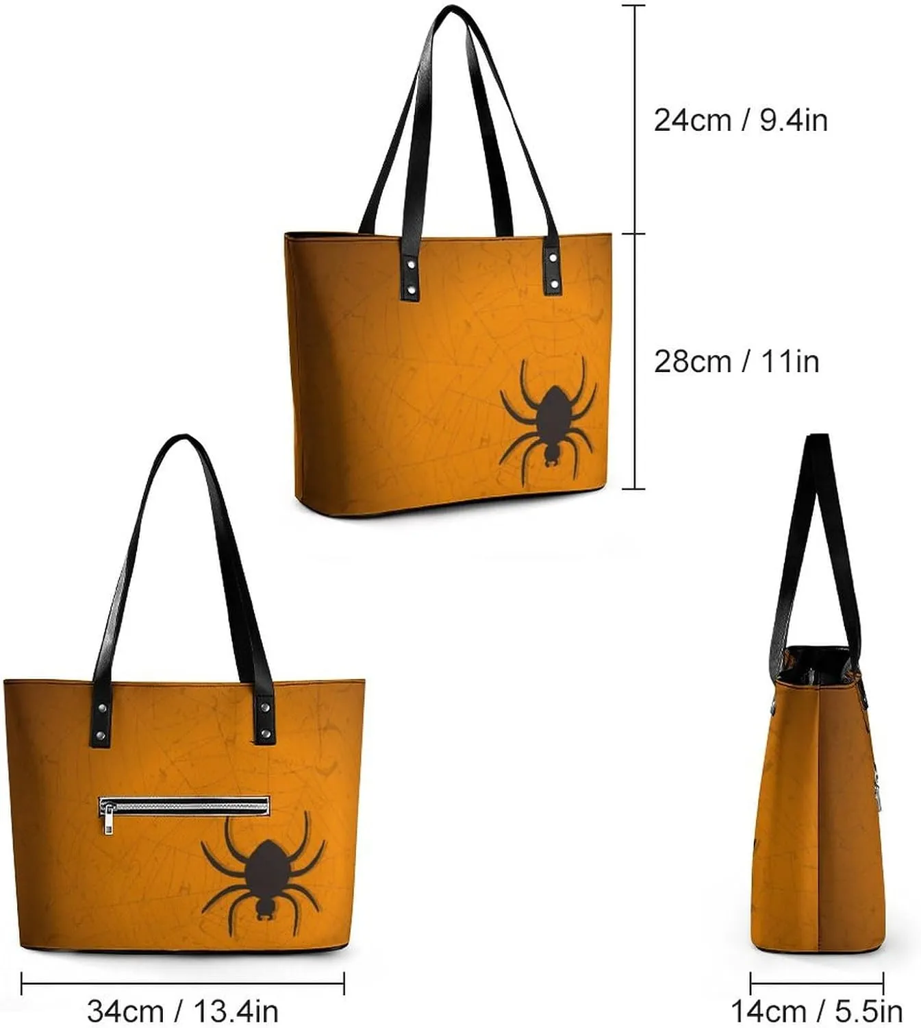 Map Kawaii Hobo Handbags With Zipper Large Capacity Satchel Tote Bag Shoulder Bag