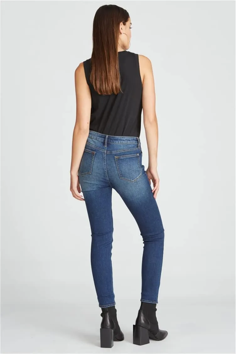 Marley Mid Rise Skinny - Destructed Dark Wash