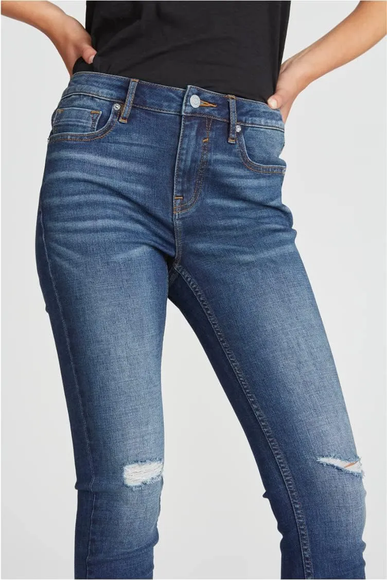 Marley Mid Rise Skinny - Destructed Dark Wash