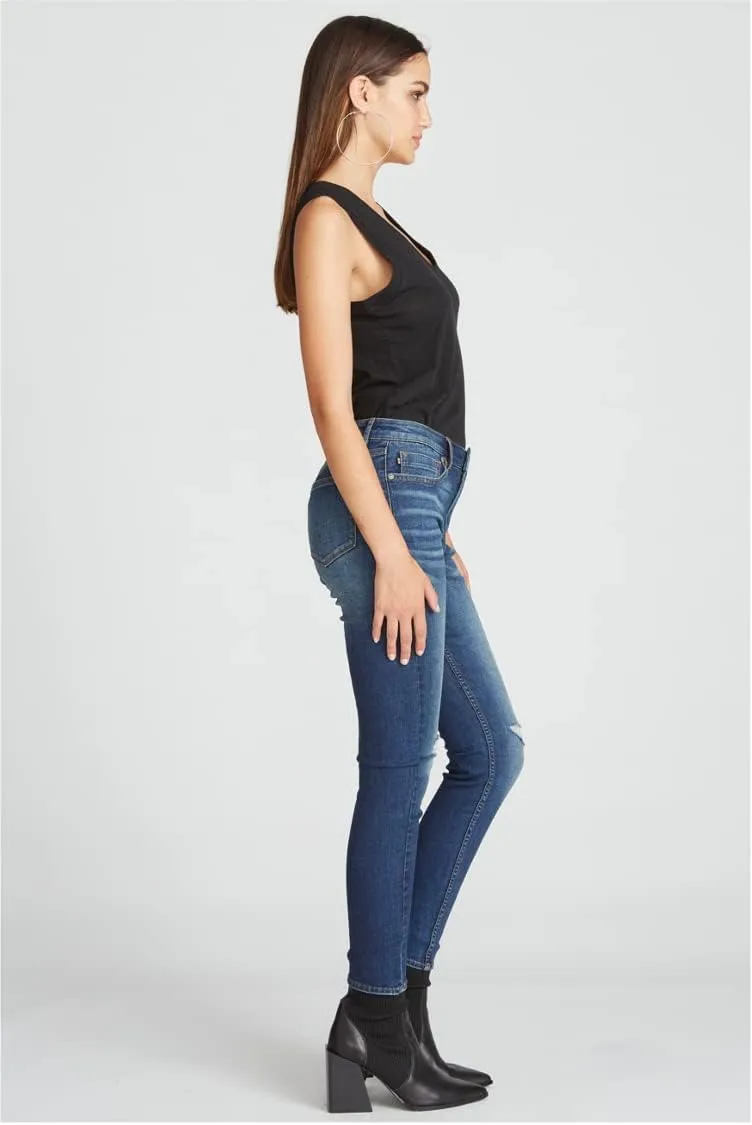 Marley Mid Rise Skinny - Destructed Dark Wash