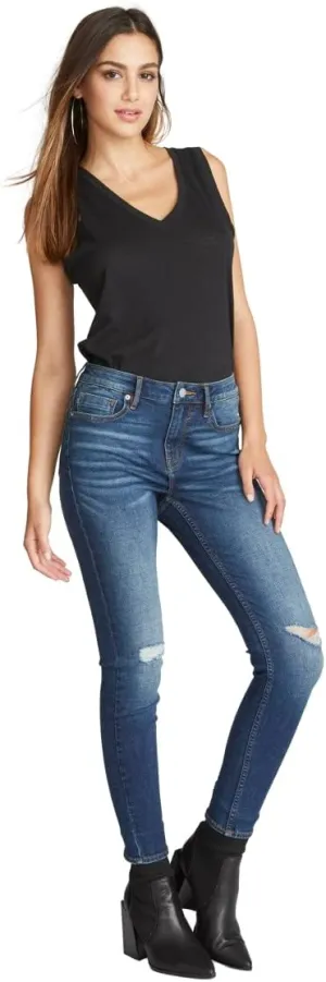 Marley Mid Rise Skinny - Destructed Dark Wash