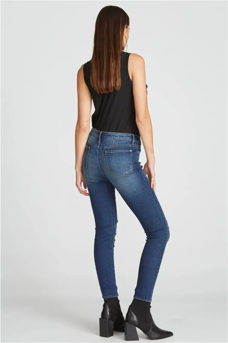 Marley Mid Rise Skinny - Destructed Dark Wash