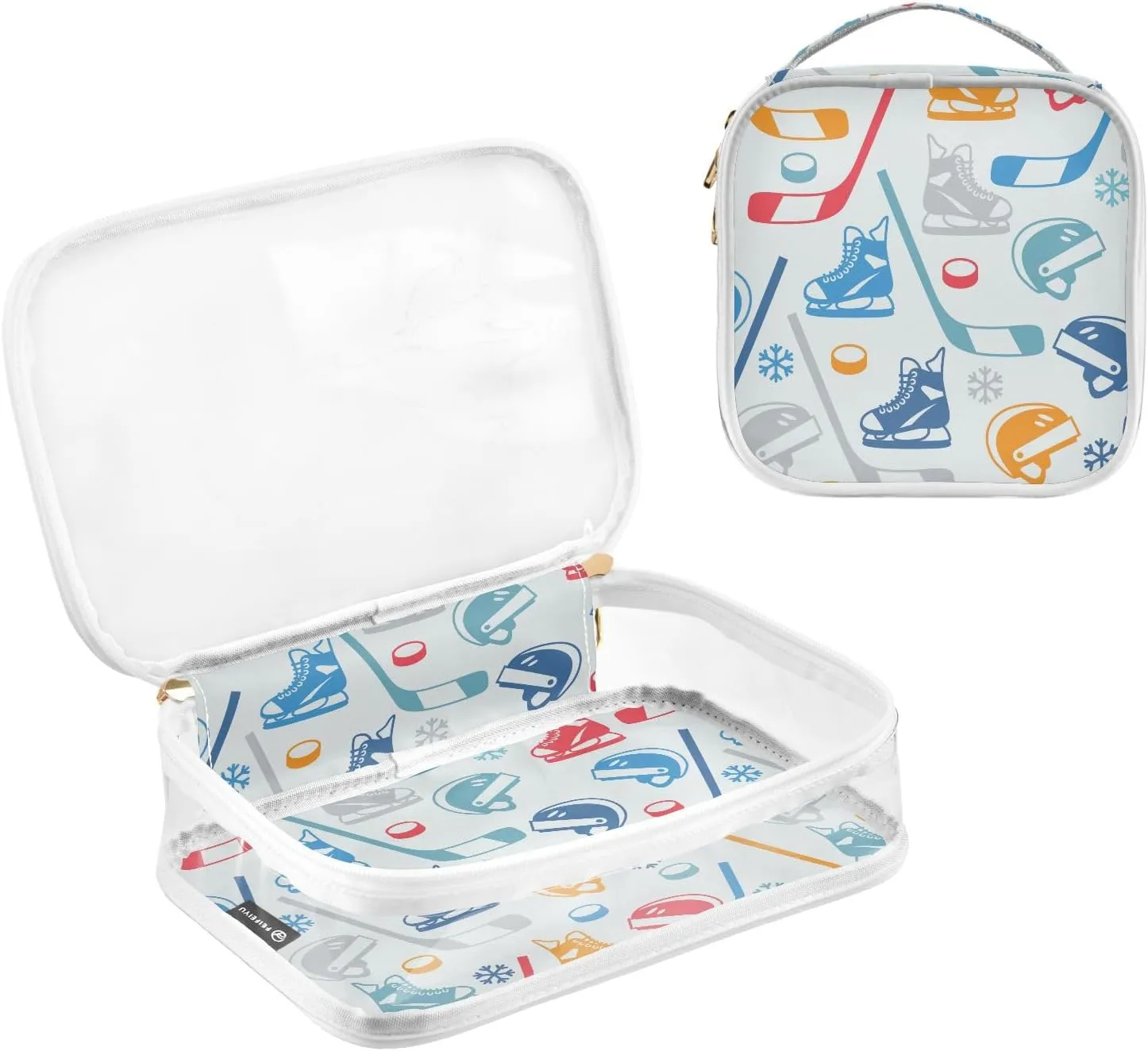 MCHIVER Sports Hockey Transparent Storage Bag Clear Cosmetic Makeup Bag with Handles Toiletry Carry Pouch Organizer Clear Zipper Bags for Toiletries Toilet Cosmetics, Set of 2