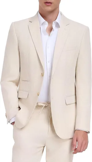 Men Linen Suits 2 Piece Summer Beach Suit Casual Holiday Outfits Lightweight Groomsmen Blazer Pants Set Wedding Prom Tuxedos