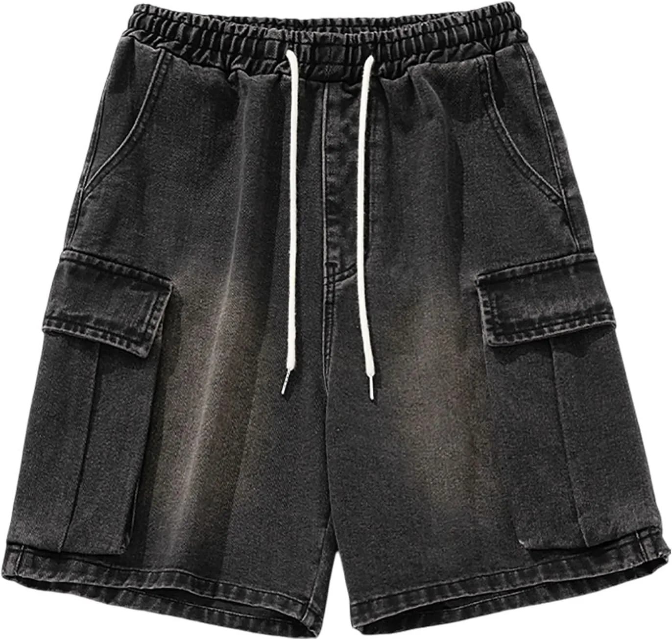 Men Loose Fit Denim Shorts Baggy Casual Summer Wide Leg Mid Jean Jorts Hip Hop Shorts Streetwear with Pockets
