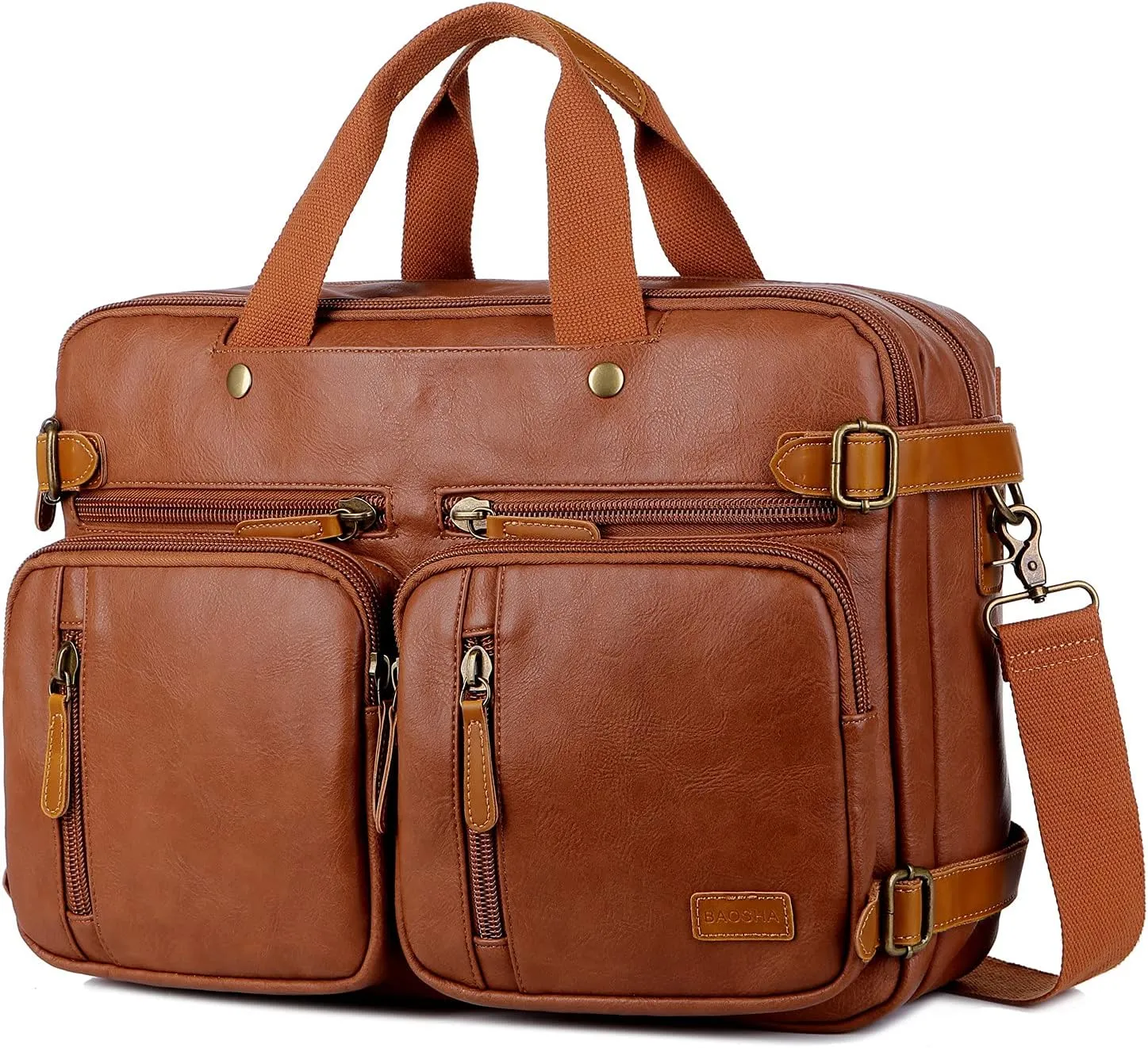 Men Vegan Leather Briefcase Backpack Hybrid 17 Inch Laptop Bag Case Business Messenger bag HB-22