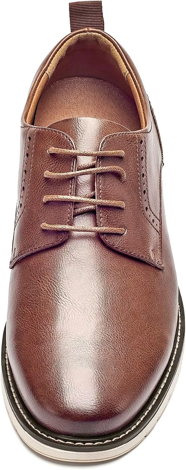 Men's Casual Oxfords Plain Toe Business Formal Dress Shoes Brown Black