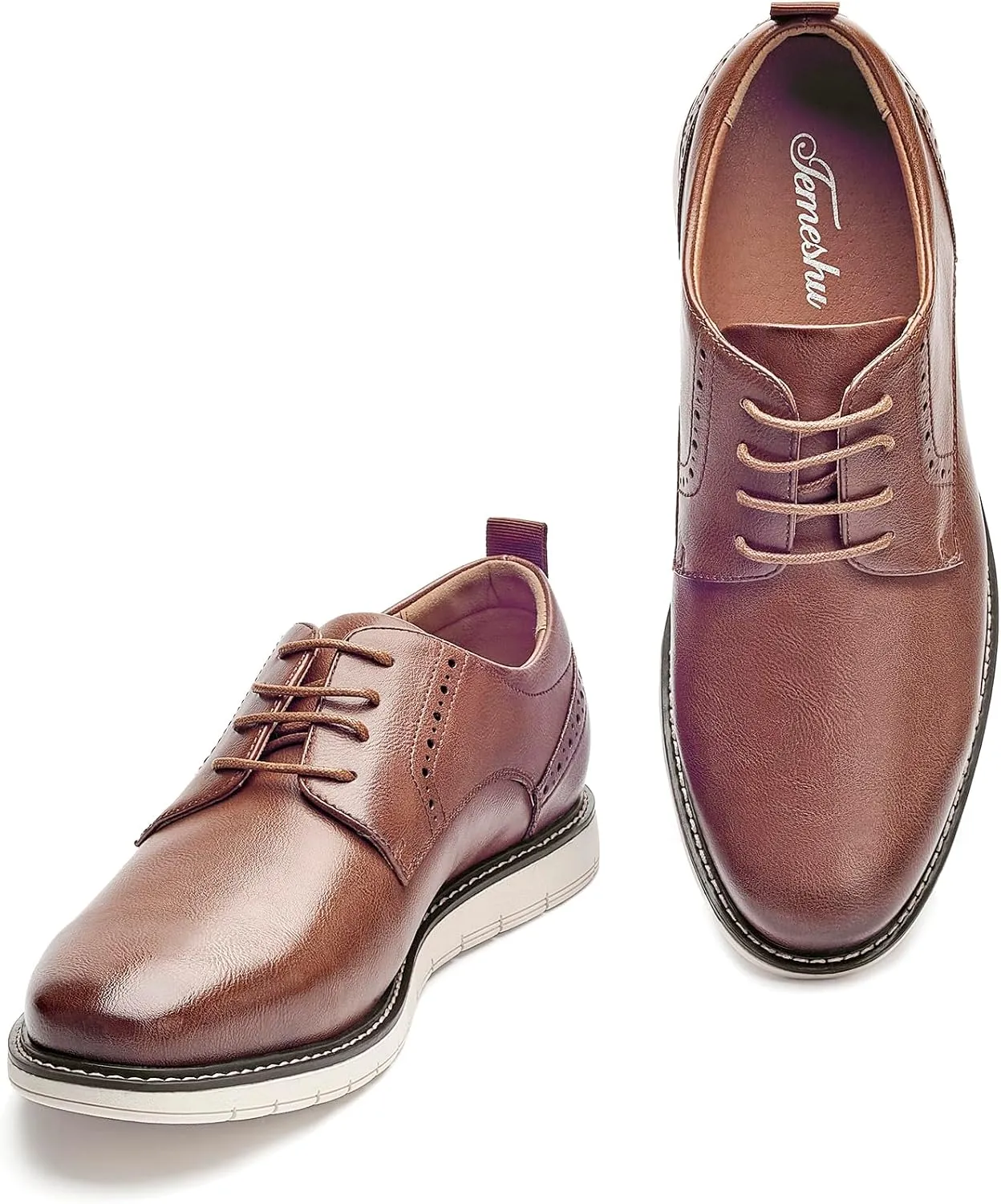 Men's Casual Oxfords Plain Toe Business Formal Dress Shoes Brown Black