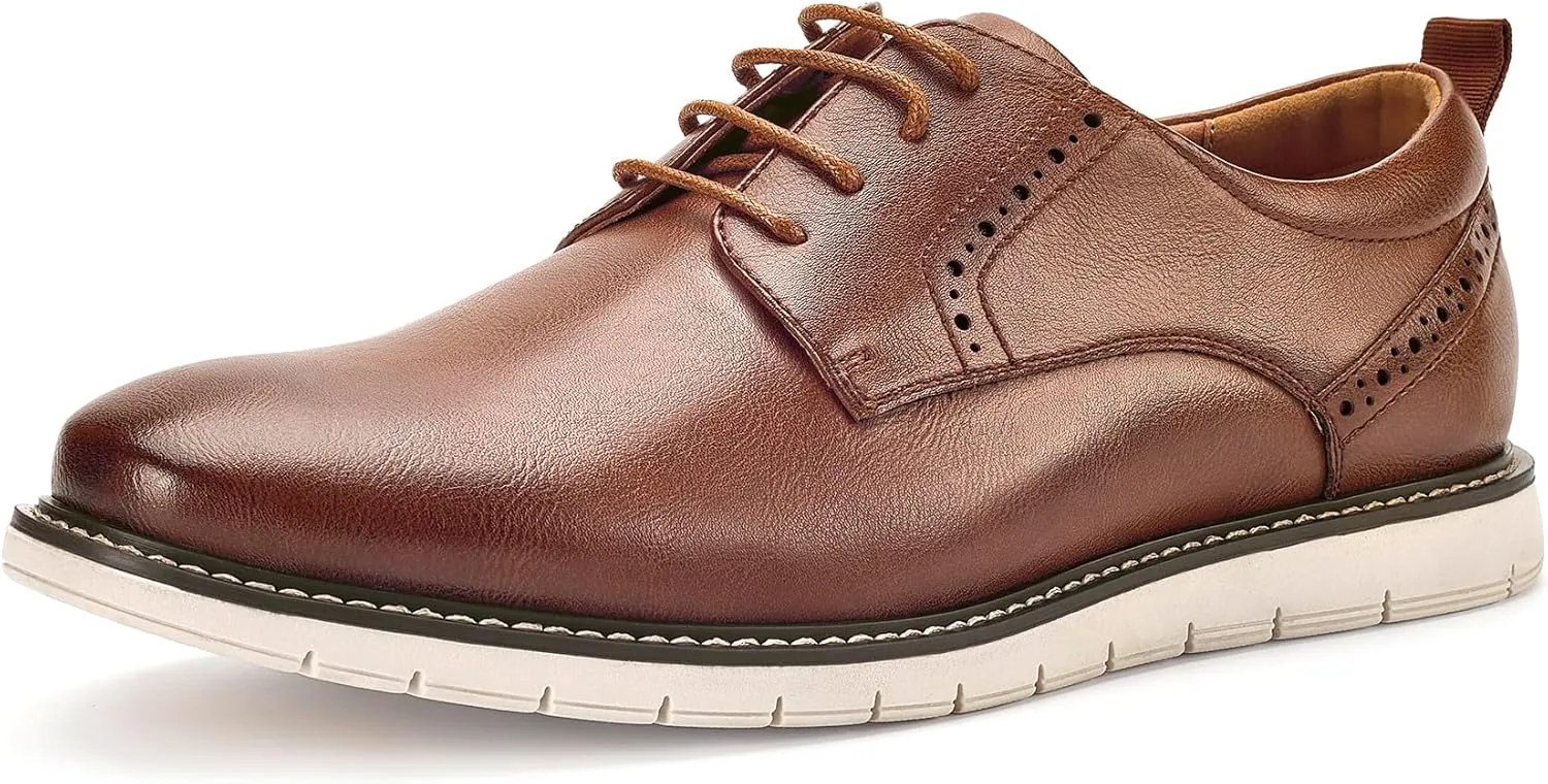 Men's Casual Oxfords Plain Toe Business Formal Dress Shoes Brown Black