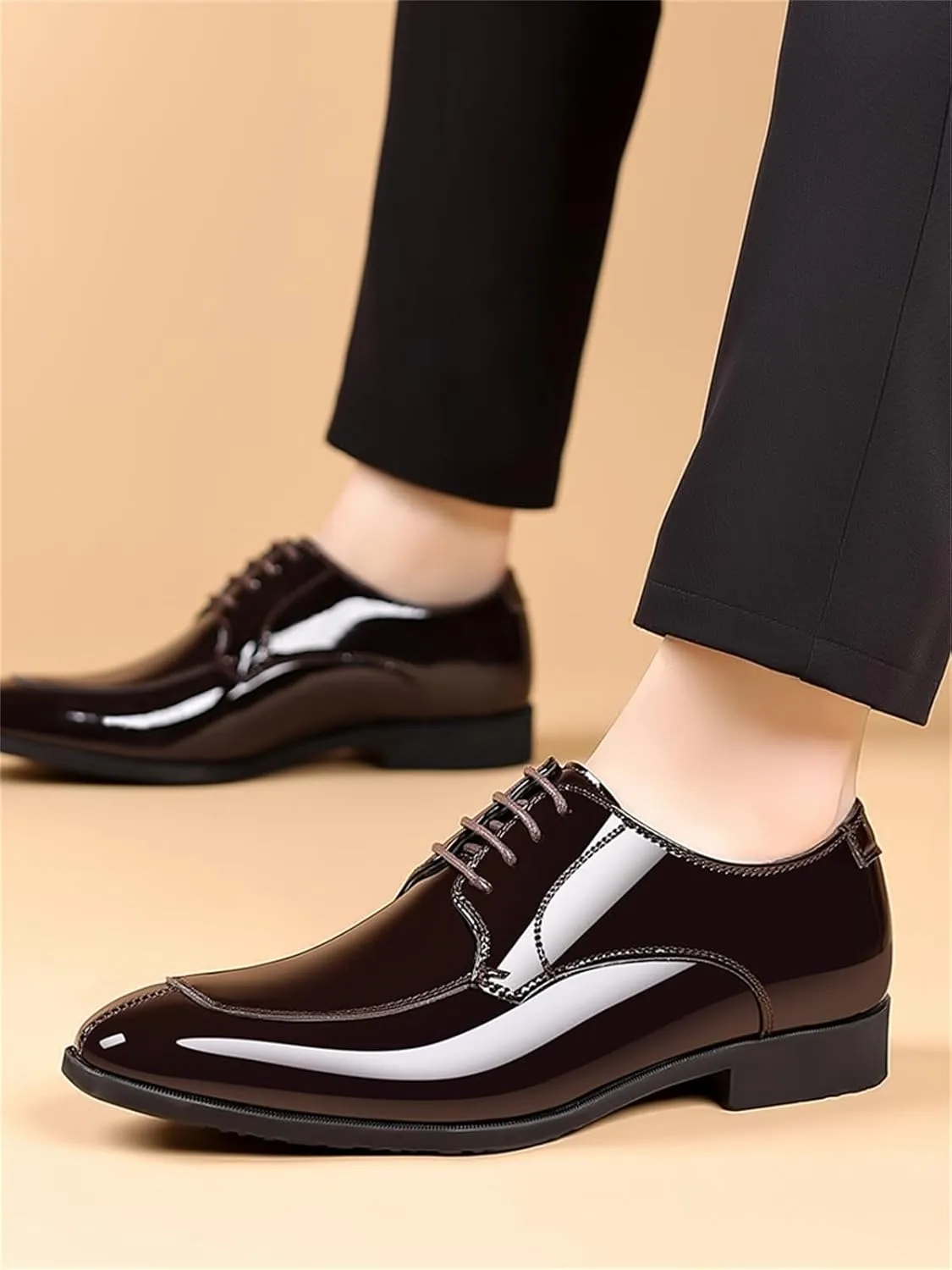 Men's Fashion Square Toe Faux Patent Leather Tuxedo Dress Shoes Formal Business Oxford Weddings Prom