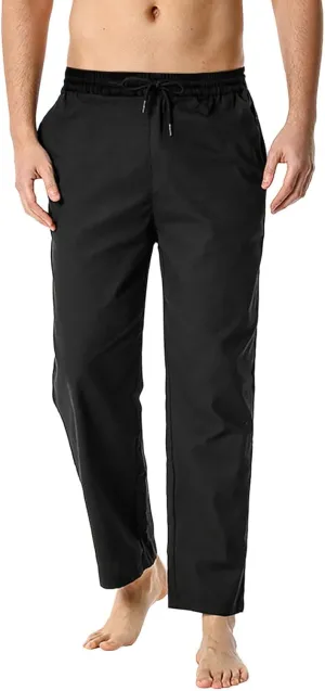 Men's Linen Harem Drawstring Pants Lightweight Pants Cotton- Men's Casual Elastic Waist Loose Pants Men's Pants