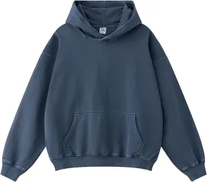 Mens Oversized Cotton Heavyweight Vintage Washed Hoodie Couples Streetwear