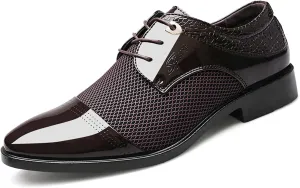 Men's Patent Leather Dress Shoes Casual Oxford Lace-up Shoes Business Formal Shoes Tuxedo Office Shoes for Men