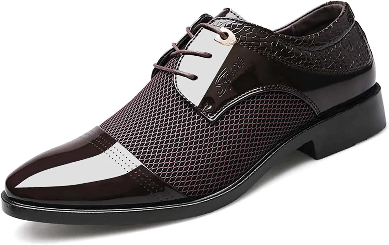 Men's Patent Leather Dress Shoes Casual Oxford Lace-up Shoes Business Formal Shoes Tuxedo Office Shoes for Men