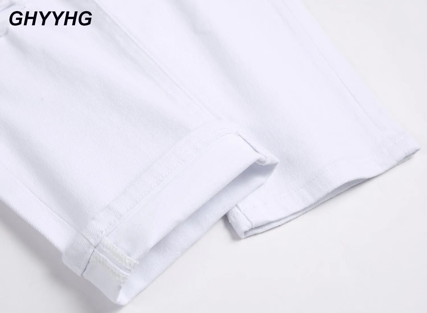 Men's Ripped Patch Elastic Jeans Fashion Slim Fit Regular Denim Pants