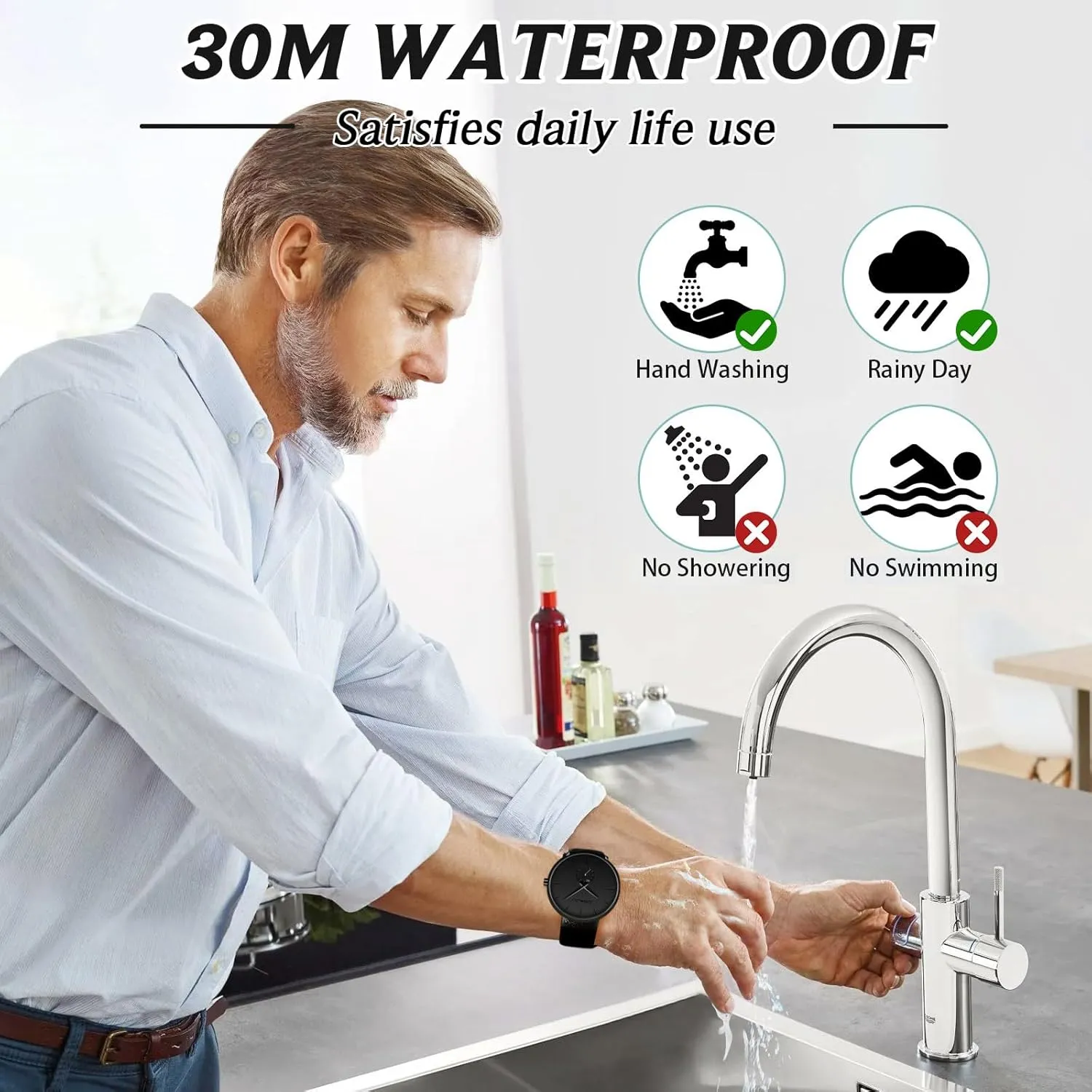 Mens Watches Ultra-Thin Minimalist Waterproof-Fashion Wrist Watch for Men Unisex Dress with Leather Band