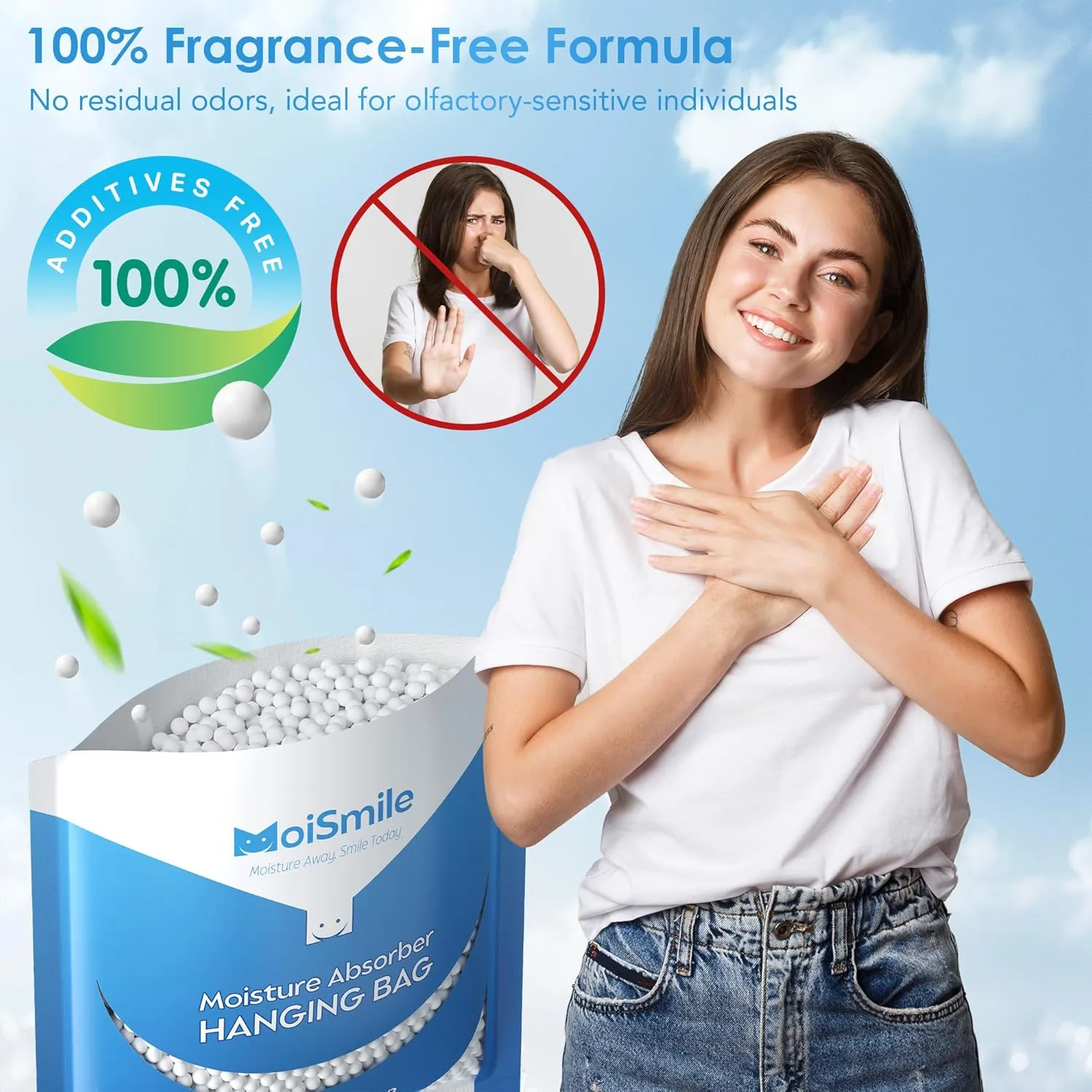 Moisture Absorbers Bag, Hanging Closet Dehumidifier Bags for Car, Bathrooms, Humidity Packs with Fragrance Free, 9.8OZ, 5 Pack