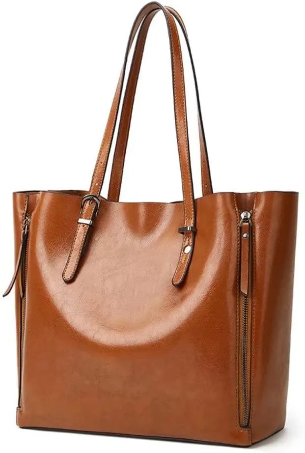 Mudono Tote Bag for Women PU Leather Shoulder Bag Top Handle Handbag Large Capacity Satchel Retro Purse