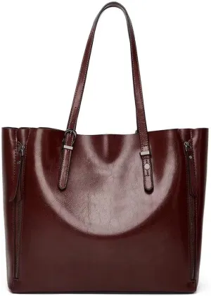 Mudono Tote Bag for Women PU Leather Shoulder Bag Top Handle Handbag Large Capacity Satchel Retro Purse