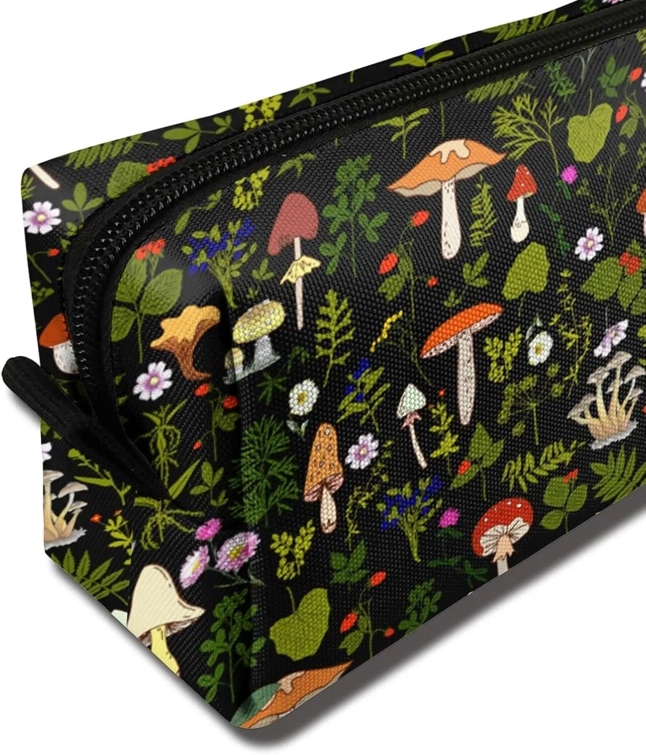 Mushrooms Nature Makeup Bag For Women, Portable Cosmetic Bag Zipper Pouch Travel Toiletry Organizer Bag