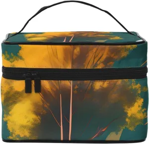 National Parks Sunshine Trees Print Portable Travel Makeup Case Versatile Zipper for Makeup Bag Large Capacity Polyeste