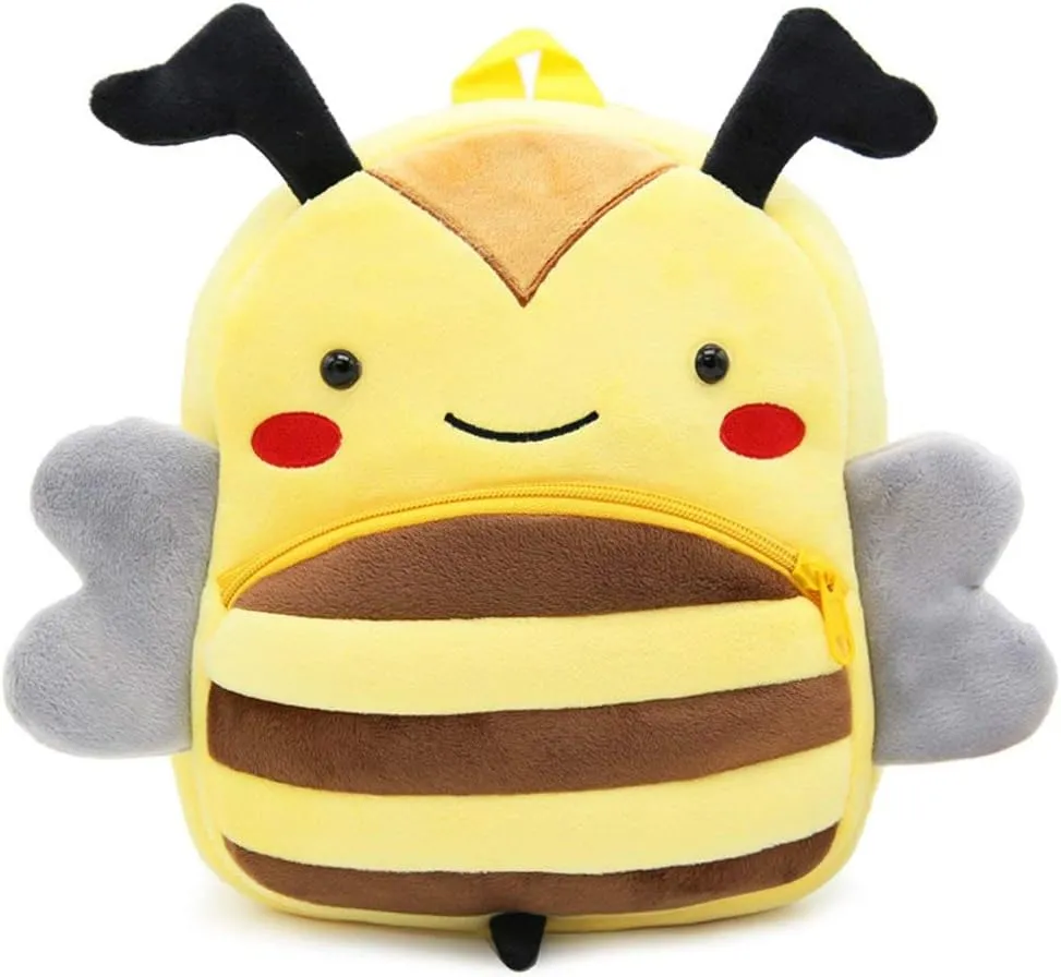 NICE CHOICE Cute Toddler Backpack Toddler Bag Plush Animal Cartoon Mini Travel Bag for Baby Girl Boy 2-6 Years(Bee)