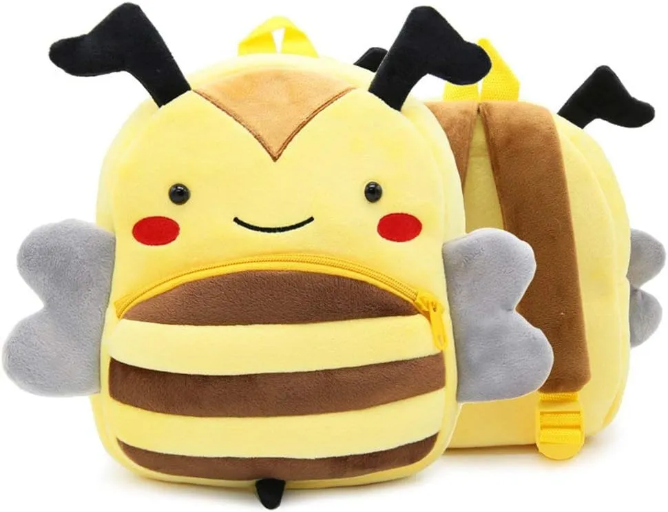 NICE CHOICE Cute Toddler Backpack Toddler Bag Plush Animal Cartoon Mini Travel Bag for Baby Girl Boy 2-6 Years(Bee)