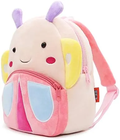 NICE CHOICE Cute Toddler Backpack Toddler Bag Plush Animal Cartoon Mini Travel Bag for Baby Girl Boy 2-6 Years(Colorful Butterfly)