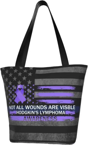 Not All Wounds Are Visible Hodgkin'S Lymphoma Awareness Fashion Shoulder Bag Large Capacity For Man Or Woman
