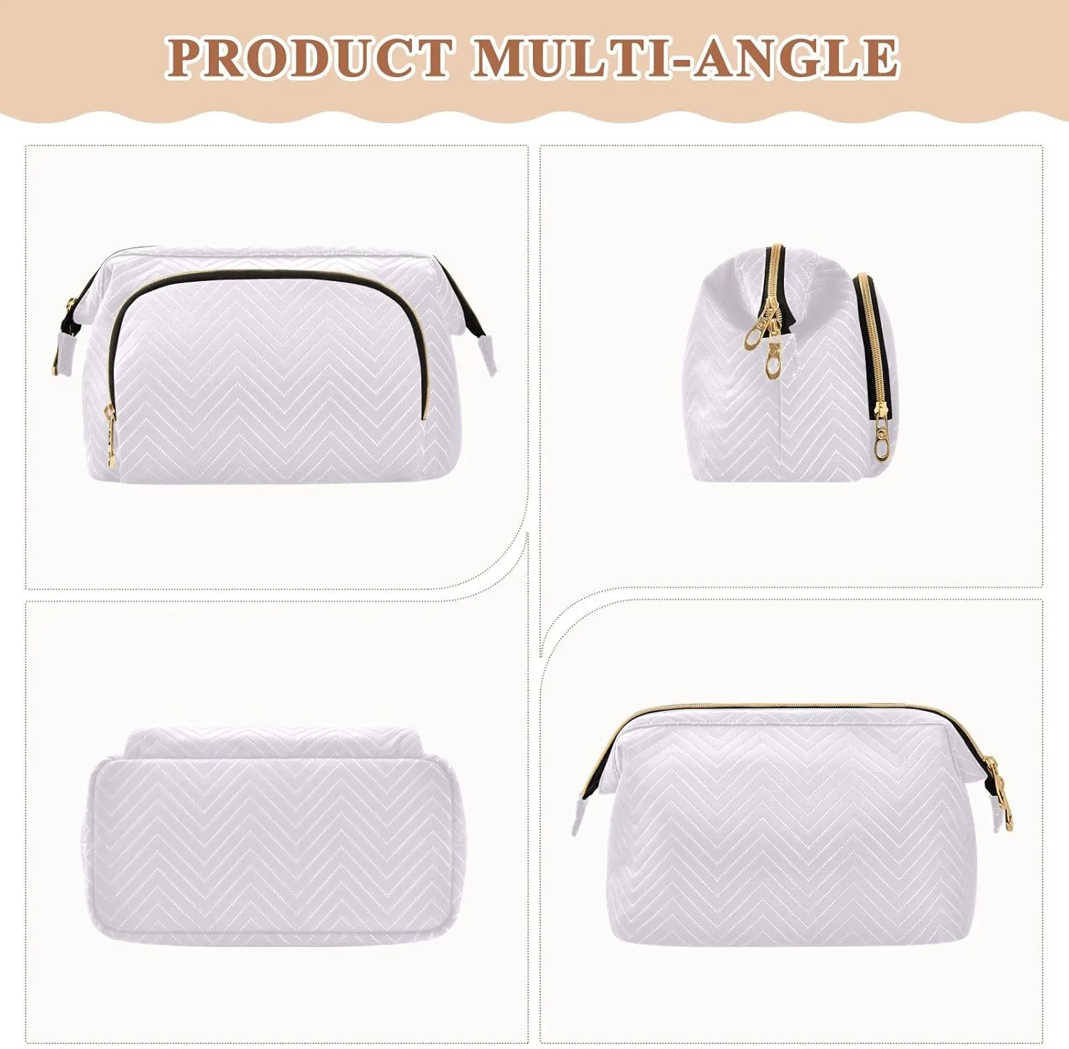 ODAWA Large Capacity Cosmetic Bags Magnolia Wide-open Pouch Purse with 9-Piece Accessory Set, Roomy Cosmetic Bag for Women and Girls