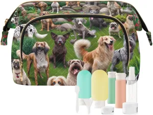 ODAWA Makeup Bag Dogs Pooping in Garden Travel Makeup Organizer Case Cosmetic Bags for Women for Purse