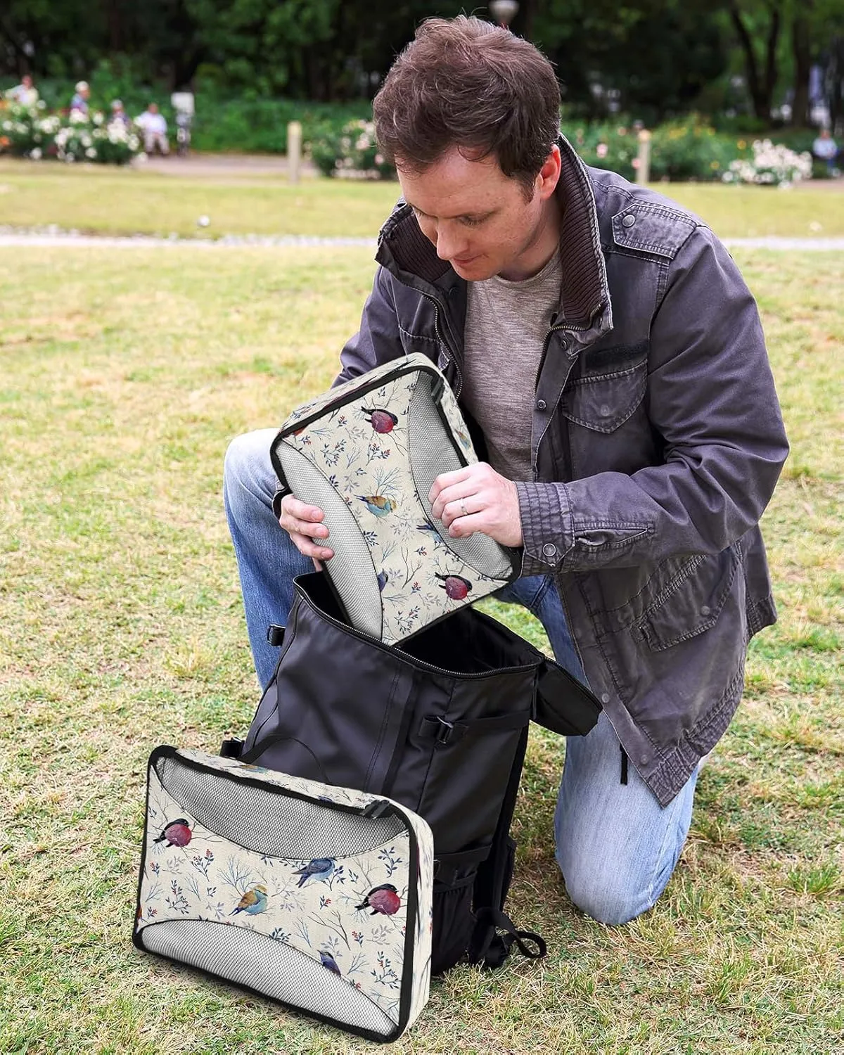 Packing Cubes for Travel, 4 Set Travel Packing Organized Cubes Christmas Robin Bird Berries Leaves Waterproof Luggage Organizer with Laundry Bag Shoe Bag Travel Accessories for Carry On Suitcases