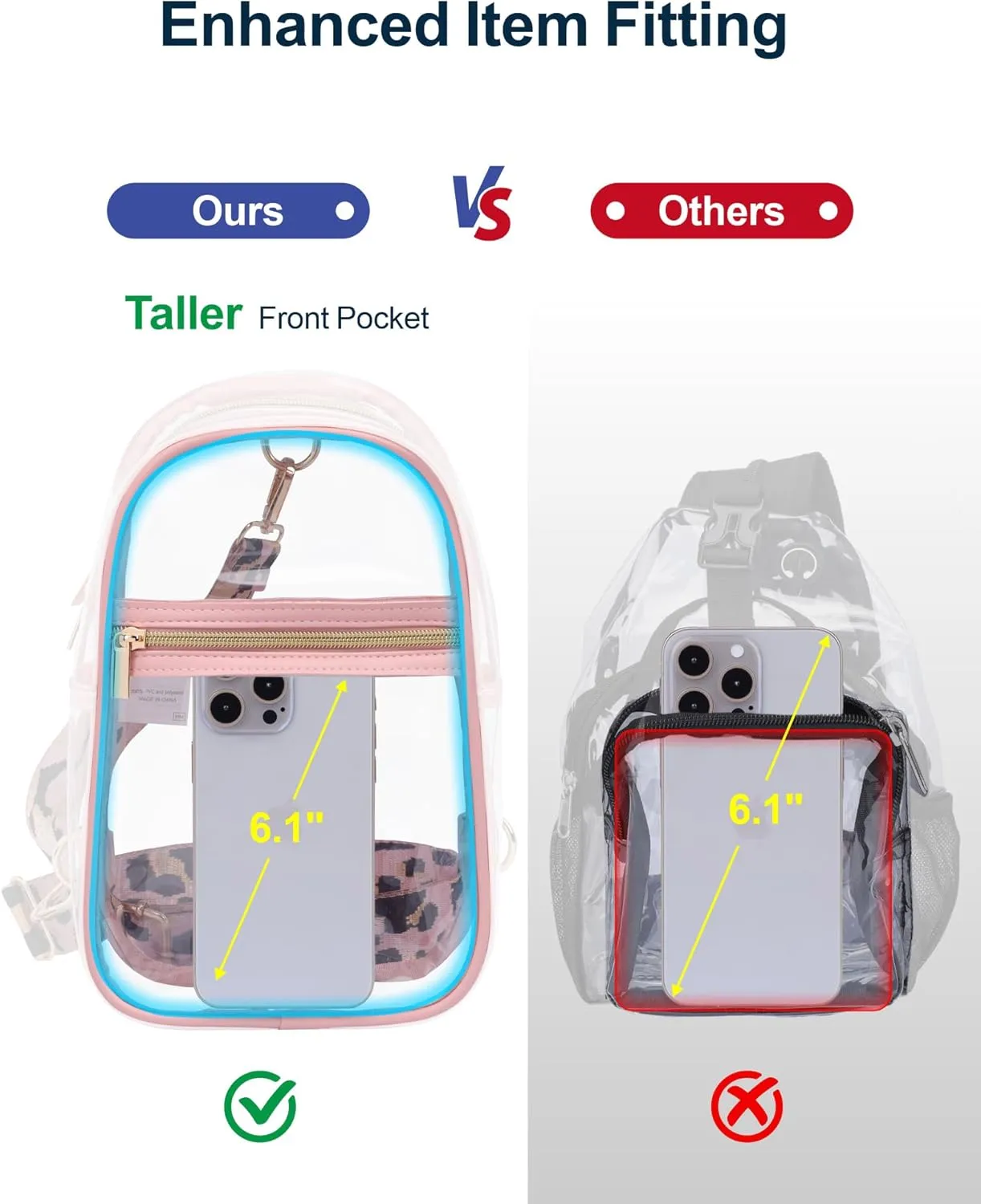 PACKISM Clear Bag for Stadium Events - Clear Sling Bag for Sport Concert, Clear Crossbody Bags for Women with Comfortable Strap
