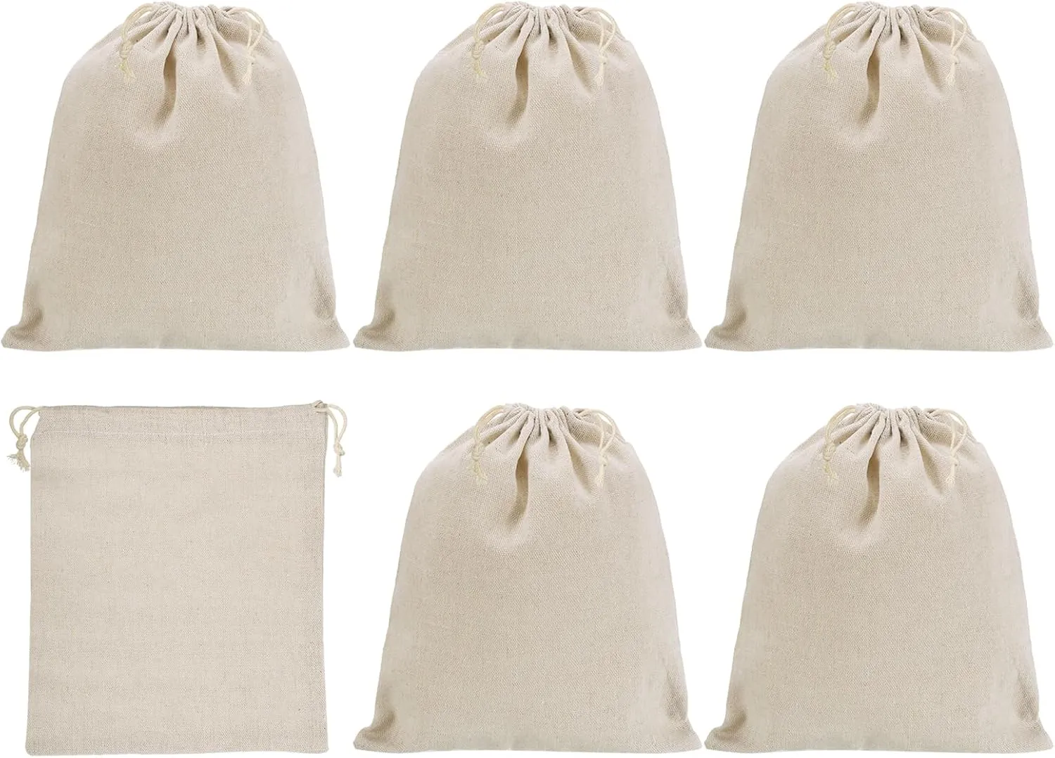 PATIKIL 10"x8" Coin Money Sacks Bag, 6 Pack Bank Deposit Change Transit Bags Cash Bag with Drawstring Currency Bags Gift Bag Style 1, Beige
