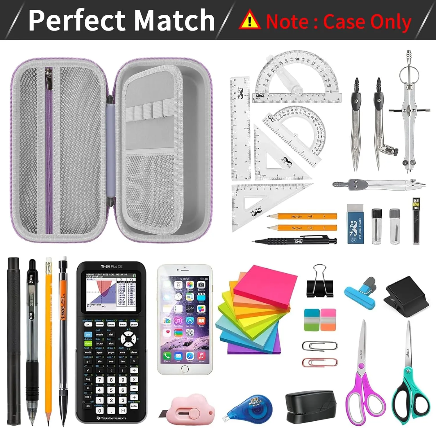 Pencil Case Pen Pouch Bag, Large Capacity Pencils Organizer Holder Office College Stationery Pen Marker Storage Supplies for adults, NOT INTENDED FOR USE BY CHILDREN 12 AND UNDER, Box Only (Purple)