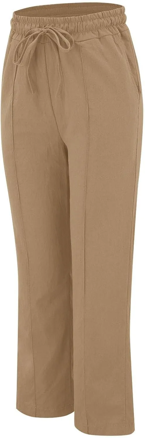 Petite Beach Pants for Women Comfortable Fit Solid Classic Friends' Gathering Big and Tall Linen Daily Outing Trendy Trousers