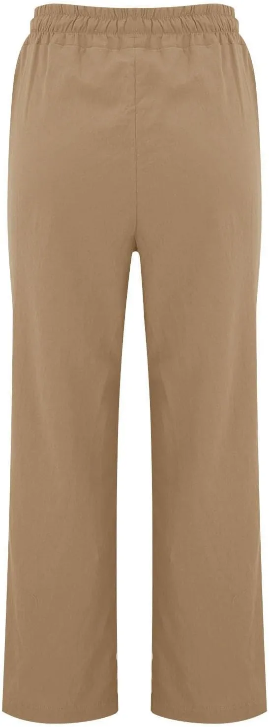 Petite Beach Pants for Women Comfortable Fit Solid Classic Friends' Gathering Big and Tall Linen Daily Outing Trendy Trousers