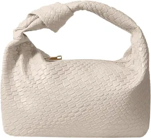PHILOMENA Women's Knot Strap Leather Dumpling Handbags Zipper Hobo Clutch Purses