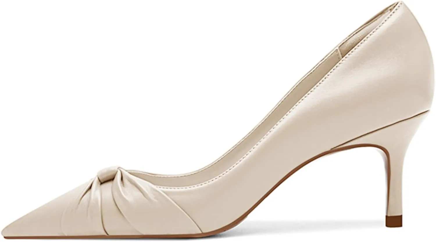 PiePieBuy Womens Pointed Toe Pumps Twist Knot Stiletto Mid Heel Faux Leather Dress Shoes